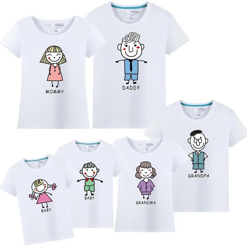 

Short Sleeve T-shirt For Mother And Daughter Cotton Women Girls Clothes Lovely Family Matching Clothes Little Sister Outfits