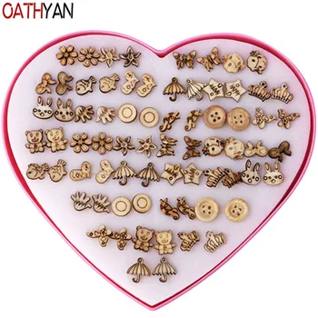 

OATHYAN 36 Pairs/Set New Fashion Butterfly Flower Wood Stud Earring Set Jewelry For Women Girl Personalized Ethnic Earring