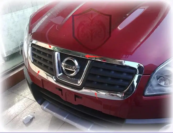 

2Pcs/Set ABS Chrome Front Grille Around Trim Decoration Car Accessories Fit For Qashqai Dualis 2008 2009 2010 2011 fast ship