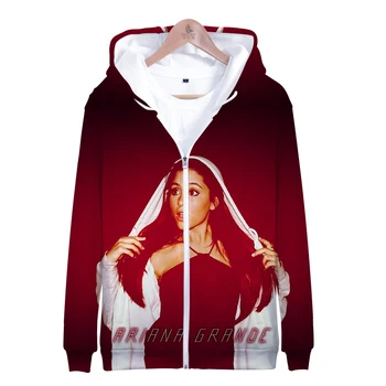 

Sexy Long Sleeve Hooded Sweatshirts Ariana Grande 3D Printed Hip hop Kpop Zipper Hoodies Women/Men Casual Streetwear Clothes