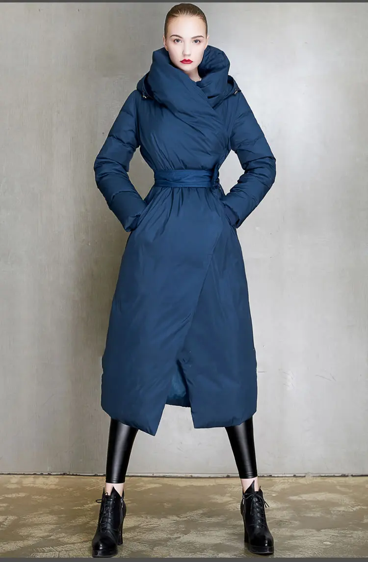 XITAO/большие размеры, с поясом, черный, синий цвет, пуховик, утолщенный, против холода, модный, с капюшоном, с карманом, Повседневный, подходит для всех зимы, новинка, GCC1497