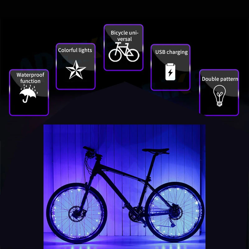 Luces De Bicicleta De Alto Brillo Facil De Instalar Lampara De Rueda Ligera De Seguridad Radio Neumatico Borde De Alambre De Acero Colorido Luz De Flash De Ciclismo Luz De Bicicleta Aliexpress