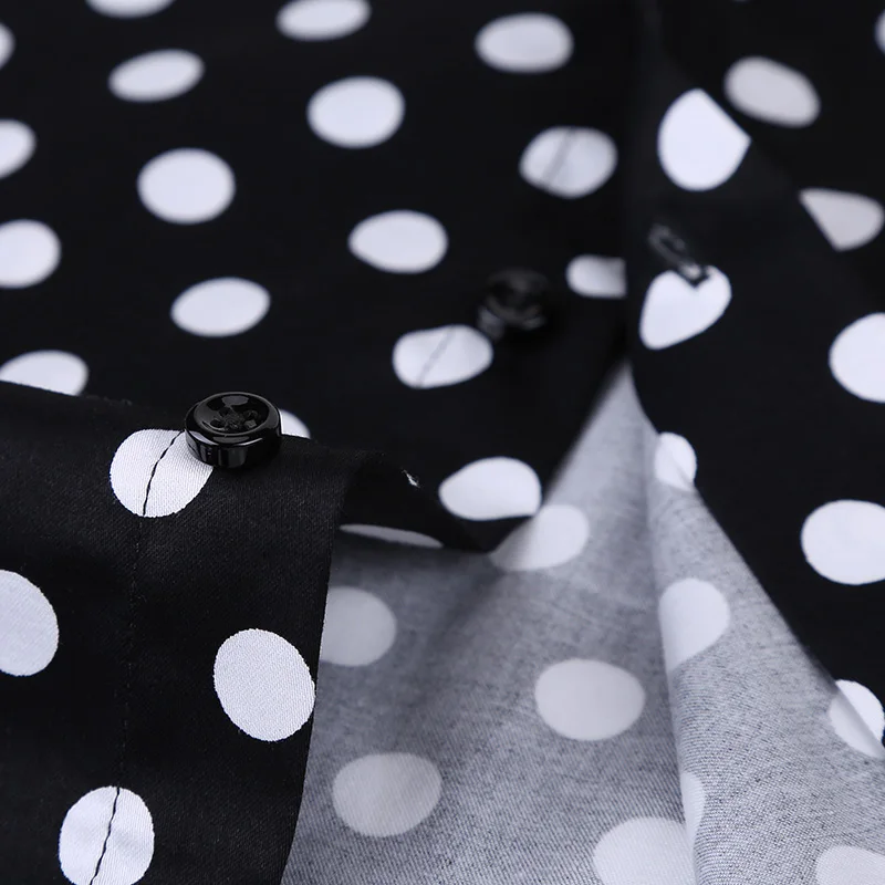Men's Polka Dot Printing Long Sleeve Shirt Fashion Male Dress Shirts Casual Formal Cotton Black White Dots Youth Clothing cotton shirt long sleeve shirt men casual shirt
