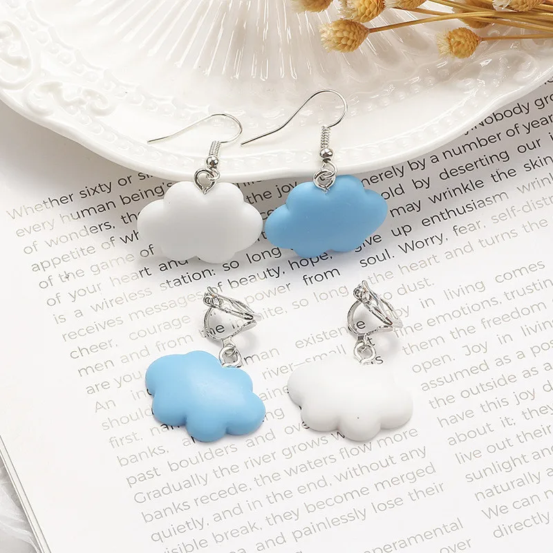 Fashion Blue White Flaky clouds Pendant Earrings For Women Girls Cute Asymmetry Dangle Ear Jewelry Gifts | Украшения и аксессуары