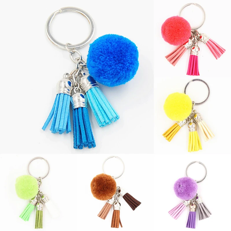 

1PC Key Ring Keychain Car Keychain Keyring Plush Ball Charms DIY Motorcycle Keychain Moto Key Chain Auto Accesorios Interior