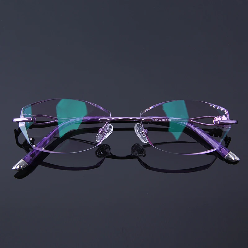 Стразы, очки для чтения, женские прозрачные линзы, фиолетовая оправа, без оправы, женские очки для дальнозоркости