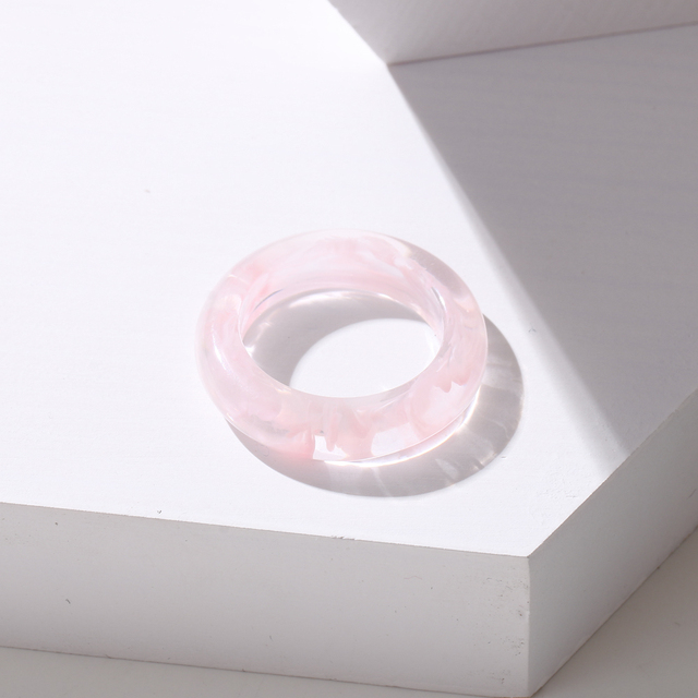 2021 New Transparent Resin Acrylic Rhinestone Colourful Geometric Square Round Rings Set for Women Jewelry Party Gifts