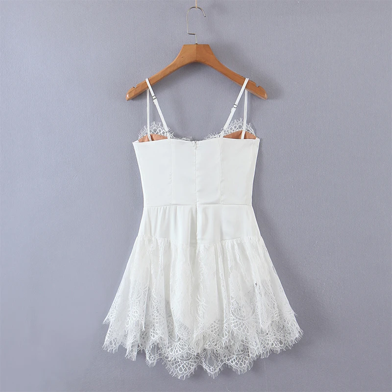 Sexy Women Lace Patchwork Sling Dress 
