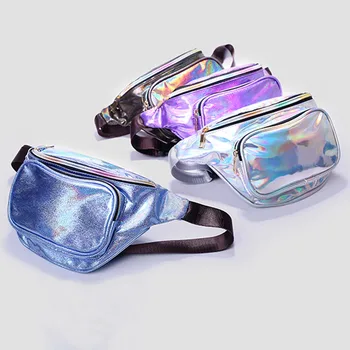 

Waist Packs Bag Women Double Zipper Shoulders Bags Sequins Waist Pack Solid Soft Purse Mobile Phone Bag Woman Fanny Pack
