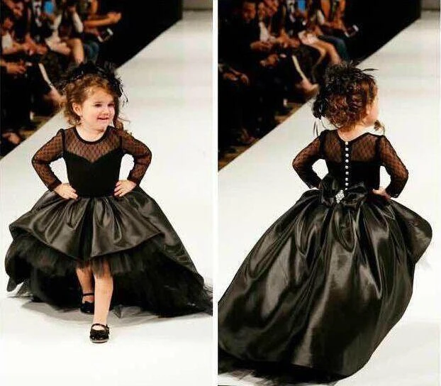 girls black high low dress