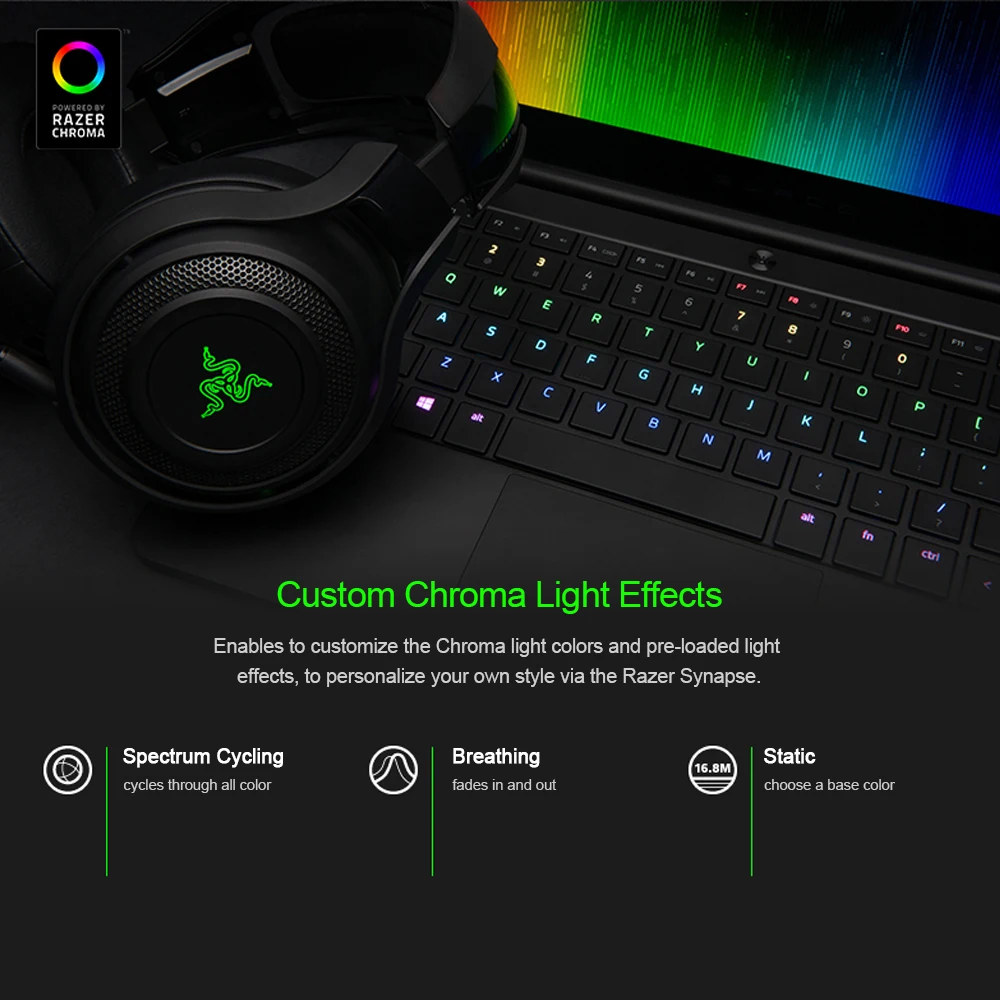 Razer mano' War Беспроводная 7,1 объемная звуковая игровая гарнитура 2,4 ГГц Беспроводная технология быстрого действия управления однонаправленная