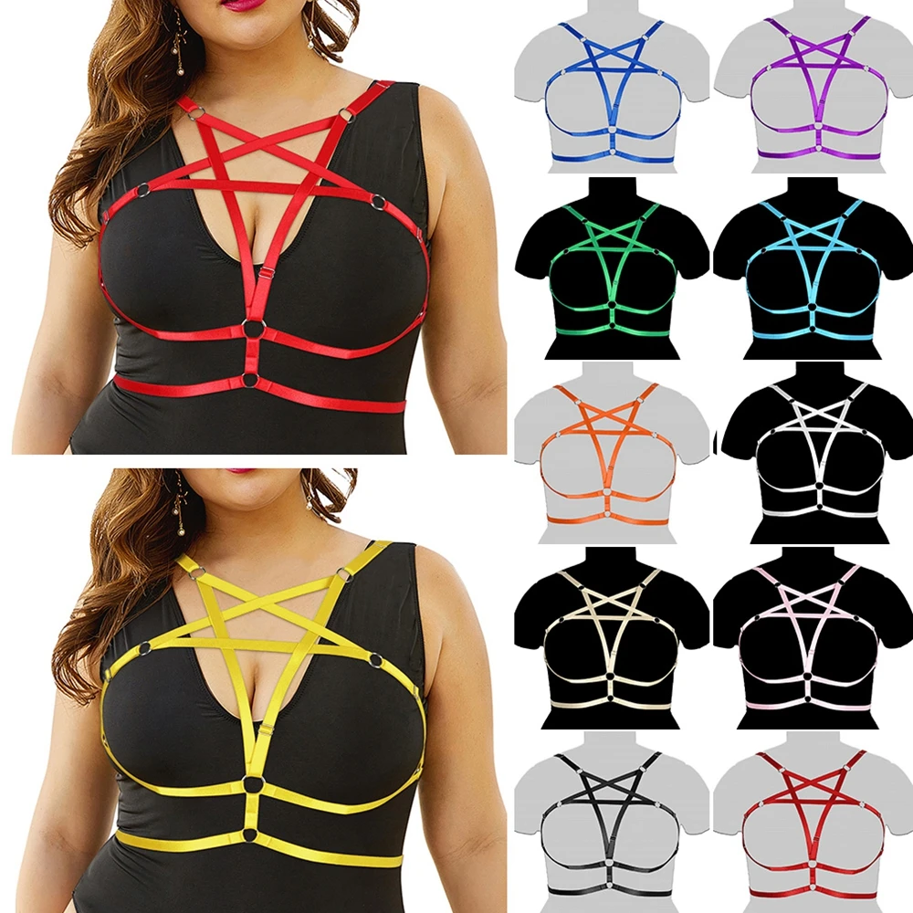 

Fetish Elastic Adjust Goth Frame Bra Body Harness Garter Belt Bdsm Sexy Lingerie Body Women's Harness Bra Bondage Strappy Tops