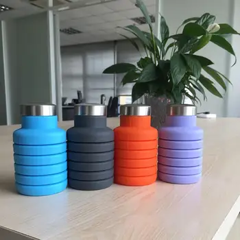 

500ML Portable Silicone Water Bottle Telescopic Folding Coffee Cup Outdoor Travel Drinking Water Bottle Sports Bottle Multicolor