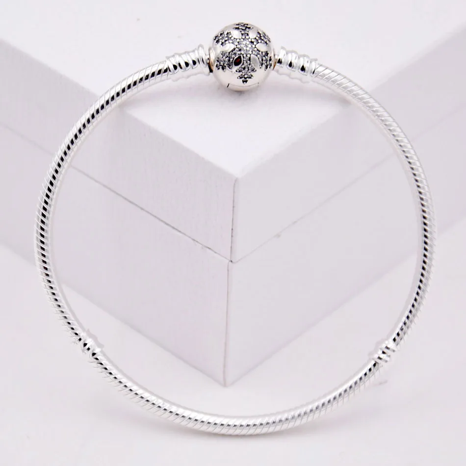 Кристальный браслет-цепочка со снежинками и змеей, браслет, подходит для бусины из стерлингового серебра 925, браслет с подвесками, ювелирные изделия из Европы Diy