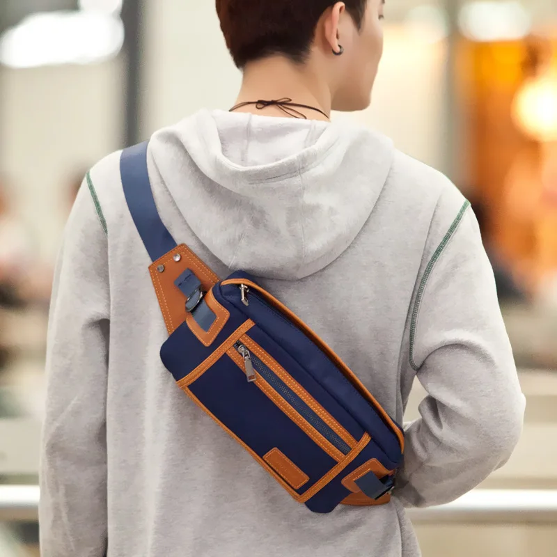 

New Style Nylon Canvas Waterproof Oxford Cloth Men Outdoor Hugh Sports Free Bag Front Shoulder Chest Pack Couples Backpack