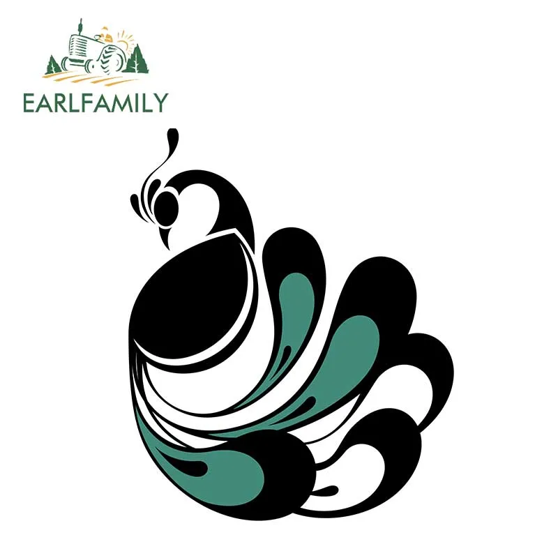 

EARLFAMILY 13cm x 13cm Car Vinyl Warp Decals Car Stickers Green Peacock Pattern 3D Decal for Car Body Bumper Refrigerator Wall