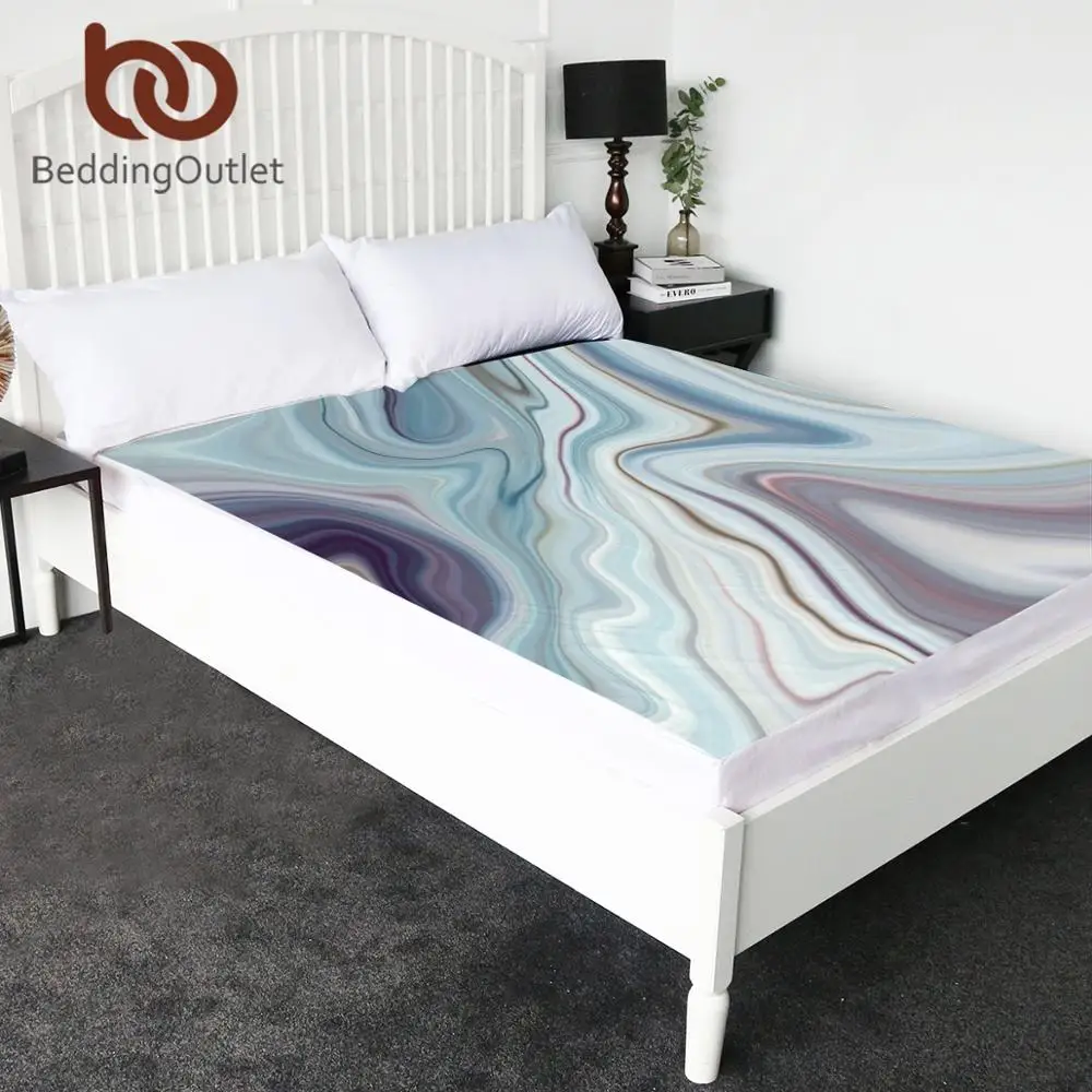 BeddingOutlet Marble Luxury Fitted Sheet Rock Stone Topper Sheets Nature Colorful Bedding Queen 1-Piece Rainbow Bedlinen |