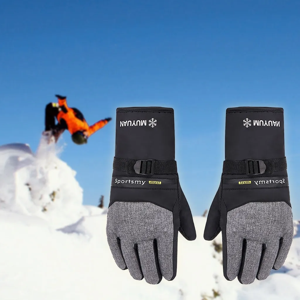 Мужские зимние лыжные перчатки, водонепроницаемые перчатки с функцией сенсорного экрана, сноуборд, уличные мотоциклетные ветрозащитные утолщенные лыжные перчатки
