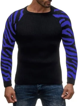 

2020 autumn new striped sweater for men plus size long sleeve sweater streetwear slim fit