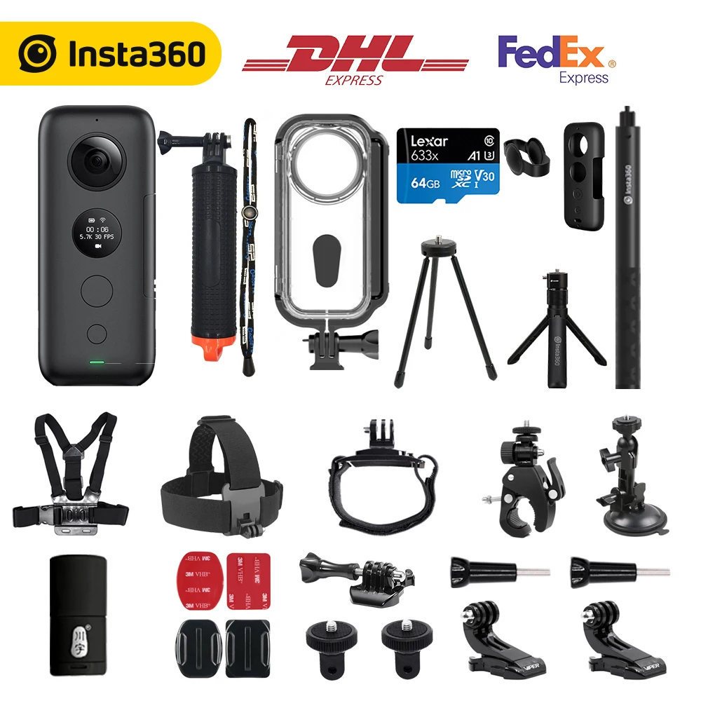 Экшн-камера Insta360 ONE X 360 видео 5 7 K и фото 18 МП с стабилизацией цветов Wi-Fi передача в