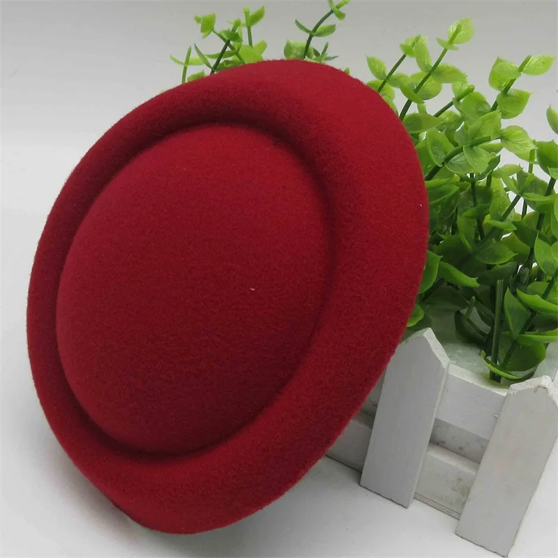 WineRed Элегантный шерстяной берет, шапка s, Ретро стиль, фетровая, Pillbox, стюардесса, шляпа, сплошной цвет, аксессуары для волос, кепка для женщин, круглая, Базовая Кепка, головной убор - Цвет: WineRed