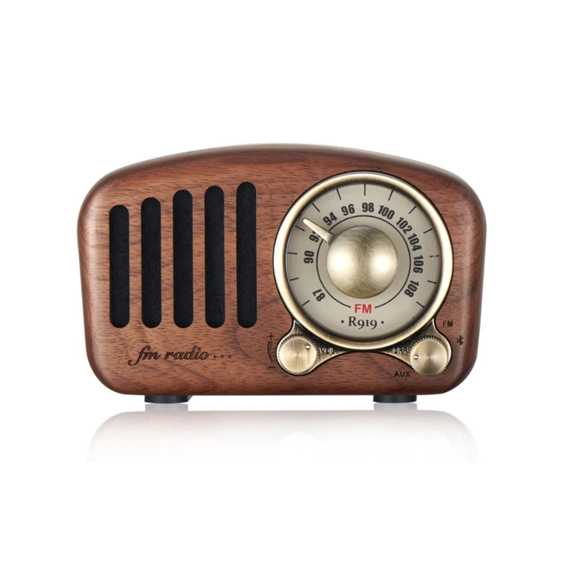 Винтажное радио Ретро bluetooth-динамик-ореховое деревянное fm-радио, усиленный бас, Громкая громкость, Bluetooth 4,2 Aux Tf автомобиль - Цвет: Brown