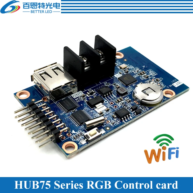 LED Video Display Panel HD WF1 asynchronous 640W*32H pixels 1*HUB75 RGB Seven color Small LED display WIFI control card