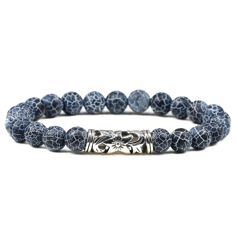 Natural Stone Bracelet Black Lava Tiger Eye Weathered Stone Bracelets Bangles Classic Owl Beaded Charm for Women and Men Yoga Jewelry