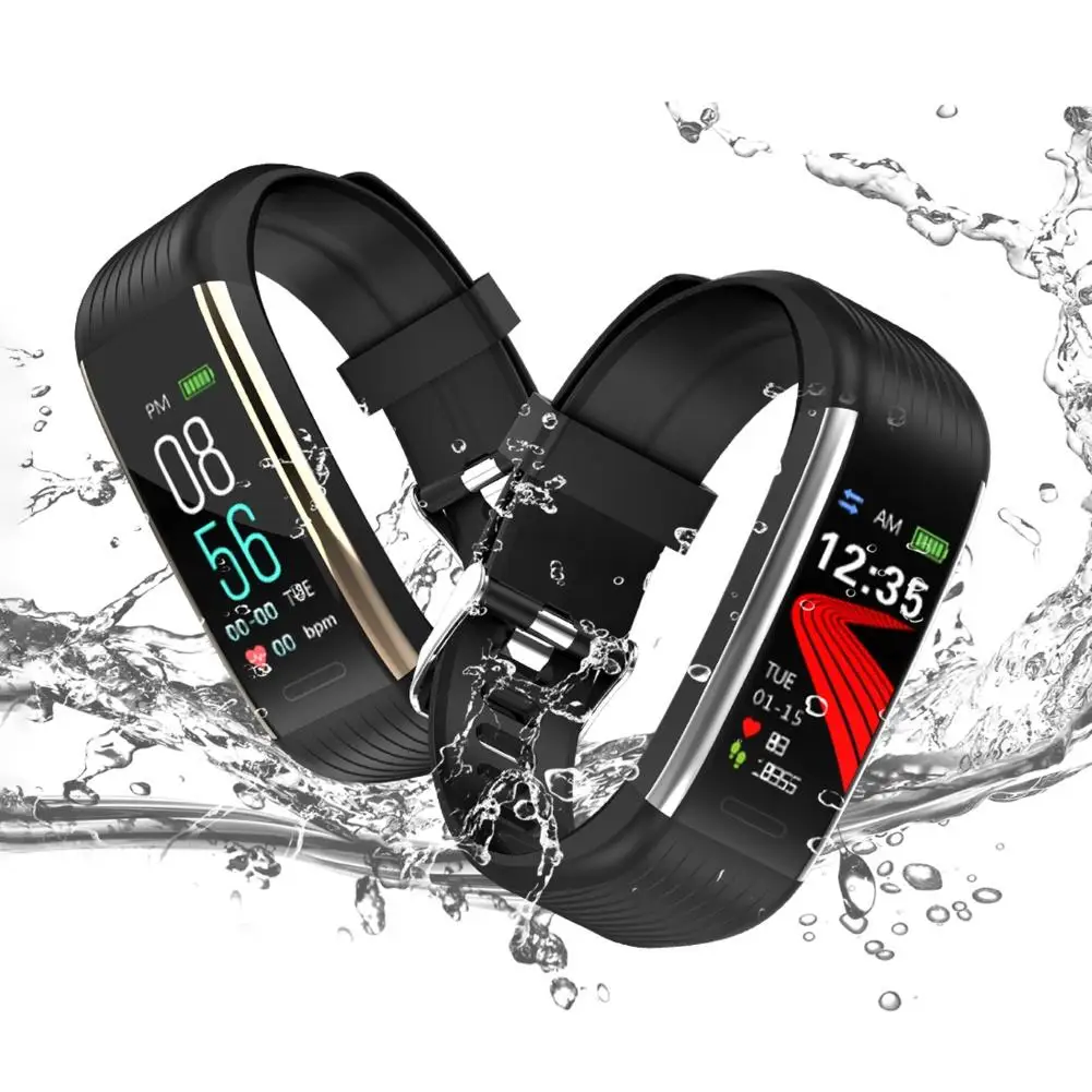 

R1 Sport Fitness Pedometer Watch Smart band Smart Bracelet Blood Pressure Heart Rate Monitor BluetoothWristband For Android iOS