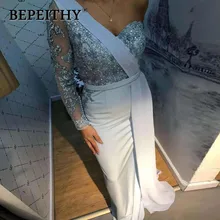 BEPEITHY платье на одно плечо для свадебной вечеринки с длинным рукавом vestido de festa длинное вечернее платье для выпускного вечера