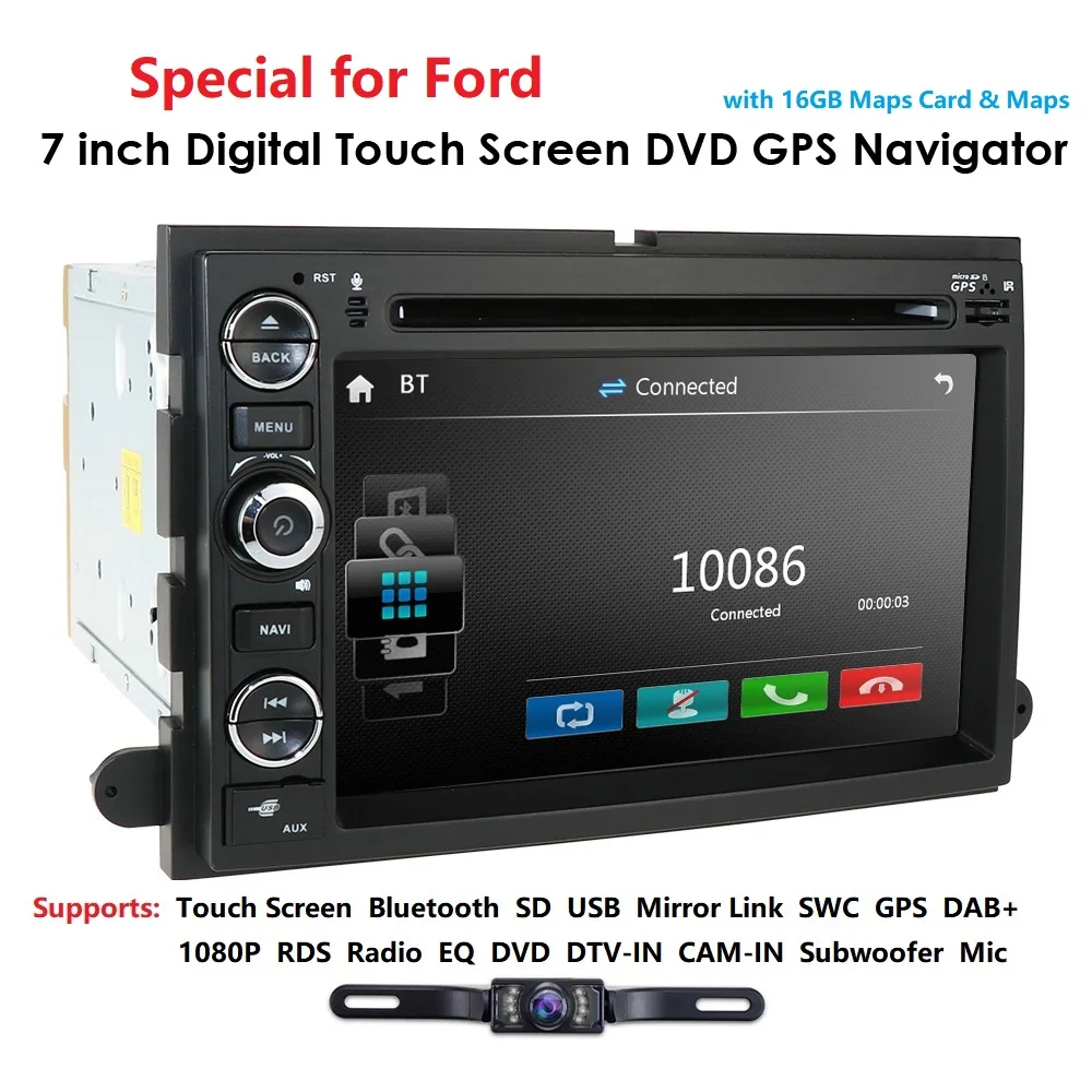 Perfect Fit Ford F150 F250/350/Edge/Fusion/Mustang In Dash DVD Player GPS Navigation Stereo Radio BT Steering Wheel Ctrl DAB RDS MAP CAM 2