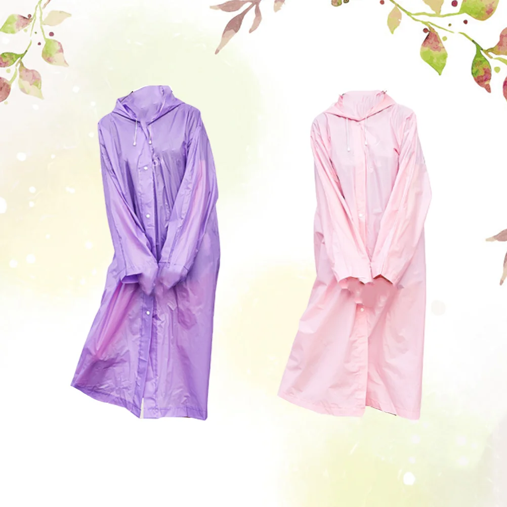 2PCS Non-disposable Adults Raincoat Lightweight Rain Poncho Stylish Thickening Waterproof Raincoats Outdoor Portable Coat | Дом и сад