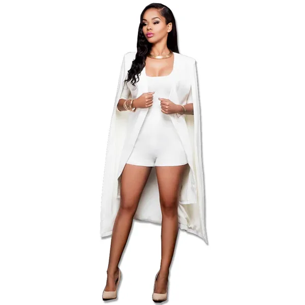 Белый Женская накидка, пальто, длинный однотонный плащ, OL Блейзер, куртки, популярные Черно-белые накидки, блейзеры, Индивидуальный Женский костюм, куртки, новинка - Цвет: Белый