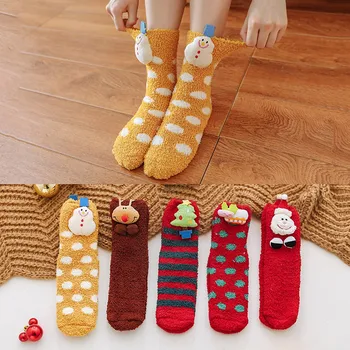 

2019 women's winter socks thick plush cotton socks warm non-slip home floor socks Christmas gifts cartoon carpet socks new 1025#