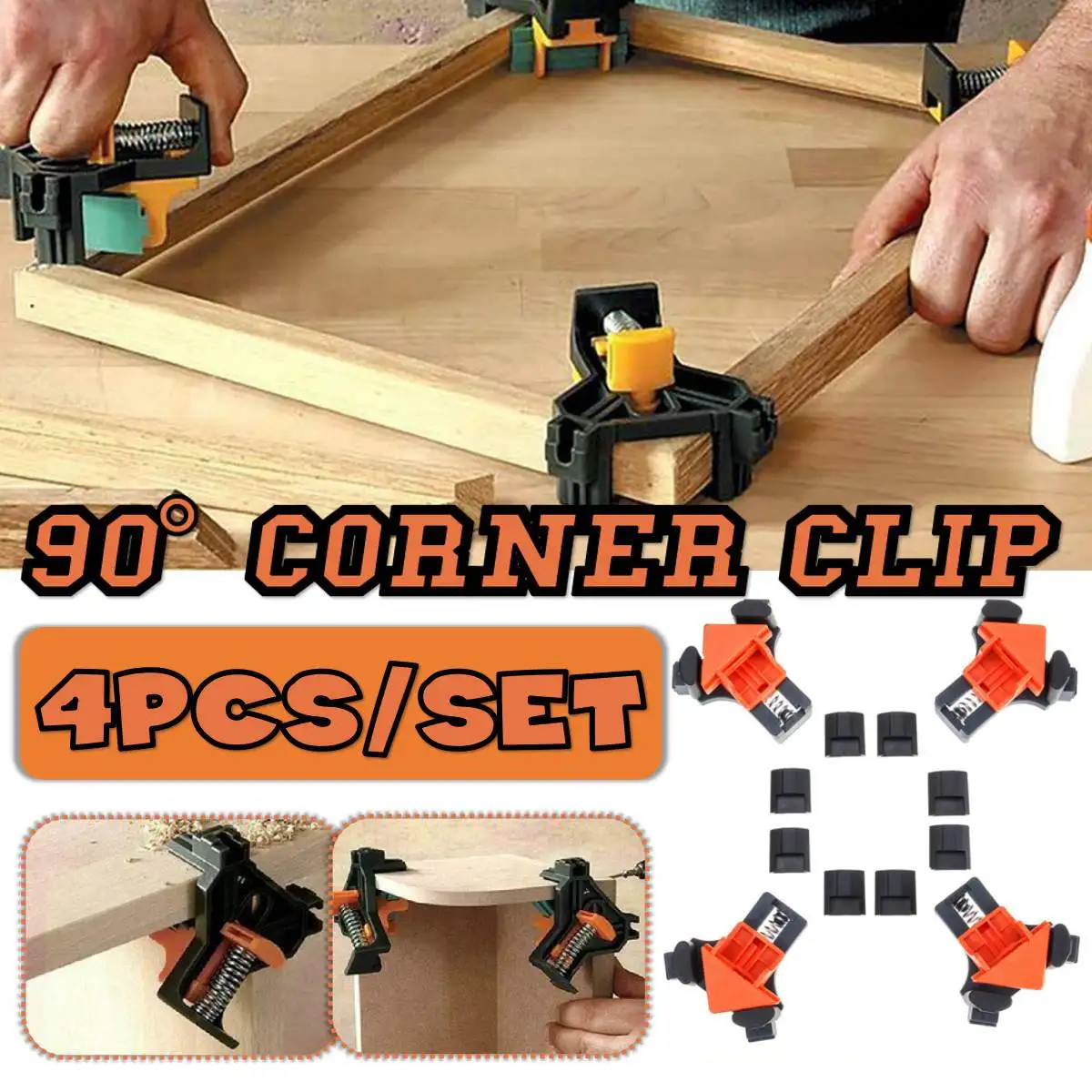 

4pc/set 90 Degree Right Angle Clamp Fixing Clips Picture Frame Corner Clamp Woodworking Hand Tool