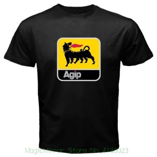 Новая футболка Ani Eni Agip с логотипом Racer черная круглым вырезом модная повседневная