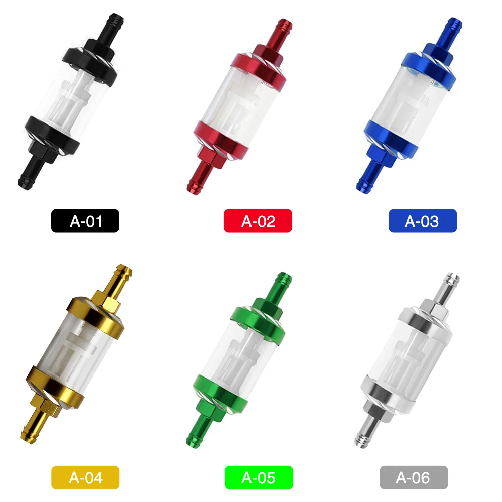 ZSDTRP Motorcycle Inline Petrol Fuel Filter For Pit Dirt Bike 8mm CNC Aluminum Alloy Glass Motorcycle Gas Fuel Filters
