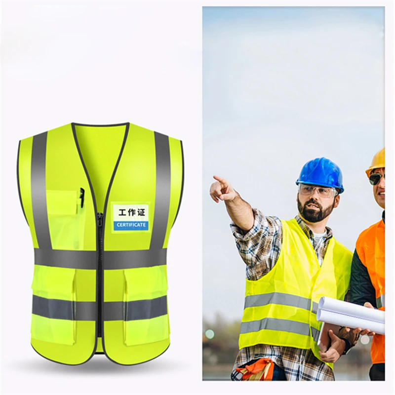 Unisex High Visibility Reflective Safety Vest Traffic Warning Waistcoat Construction Protect Clothing Sanitation Utility Workwea