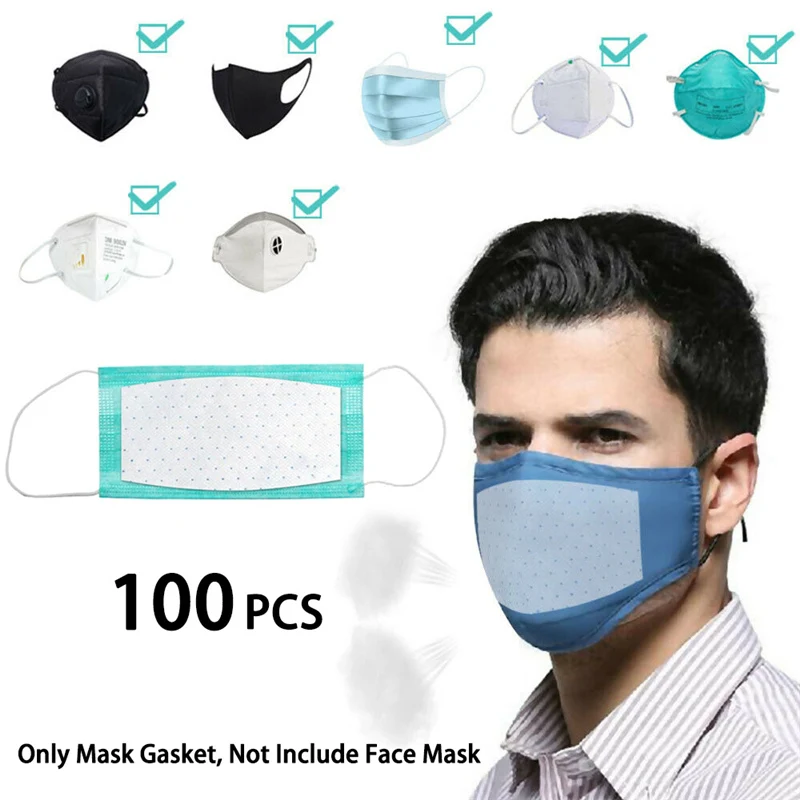 

100Pcs Protective Mask Gasket 3Layer Thick Respirator Filter PM2.5 Safety Dust Replacement Pad Square Cotton Disposable Mask Mat