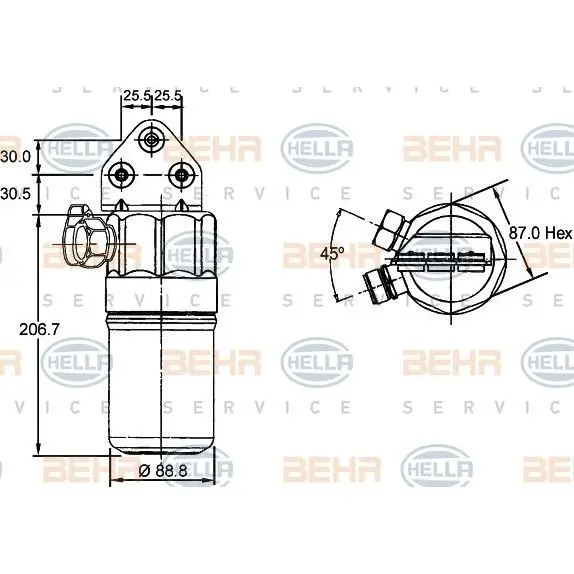 Осушитель кондиционера AUDI A6 2.5TDi 97-05 HELLA 8FT351197321