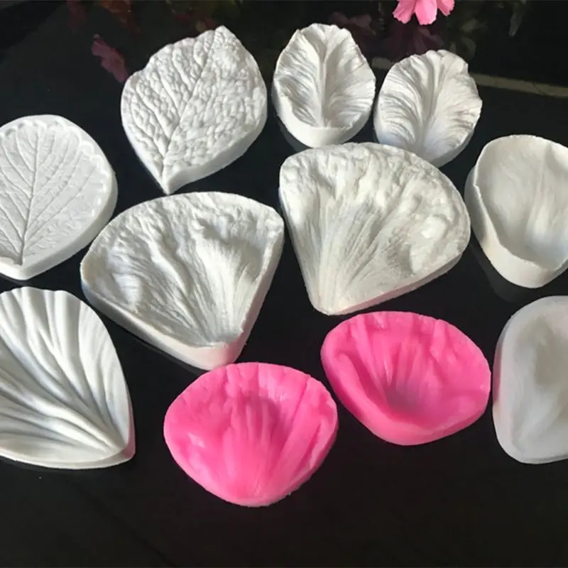 

Set of 5 Flower Veining Silicone Mold Fondant Rose Veined Mold for Cake Decoration Y1QB