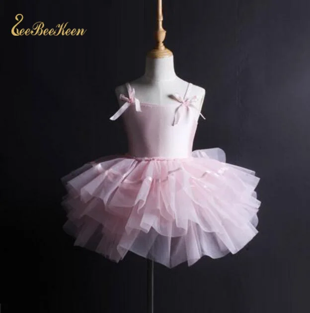 Bailarina Danza балетное платье-пачка для девочек, танцевальный костюм Лебединое озеро розовое платье принцессы платье балерины Детская Одежда для танцев - Цвет: Розовый