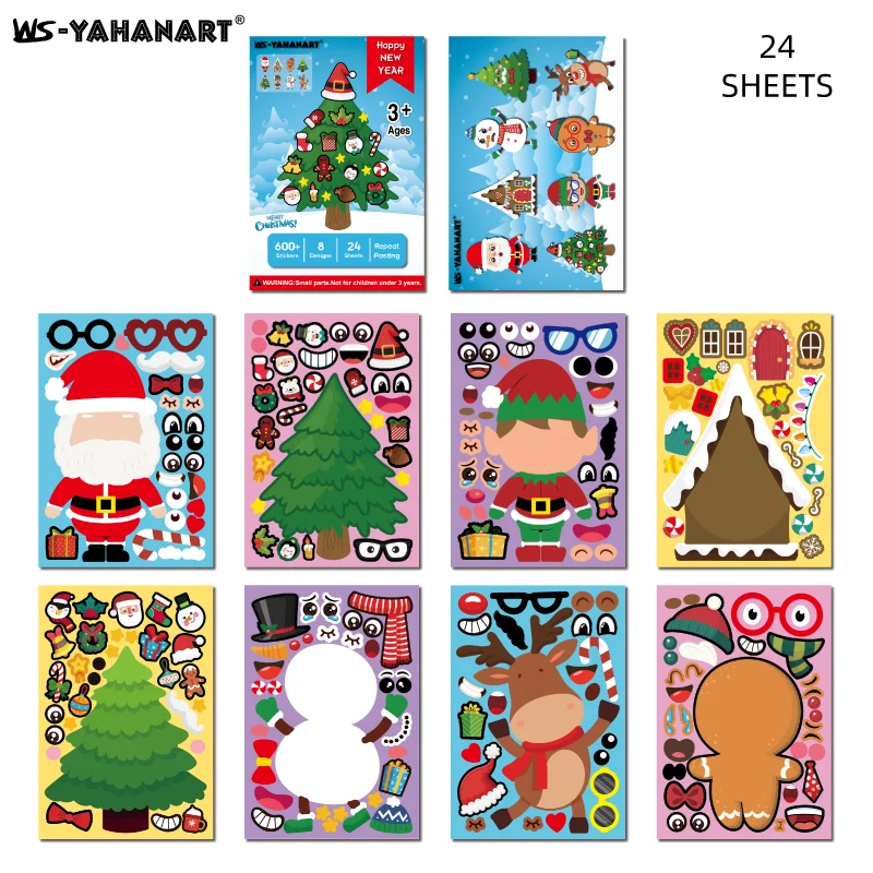 25 Pcs Kids Cartoon Christmas DIY Stickers Santa Snowman Diary Album Scrapbooking Decoration Sticker Kawaii Stationery | Канцтовары для