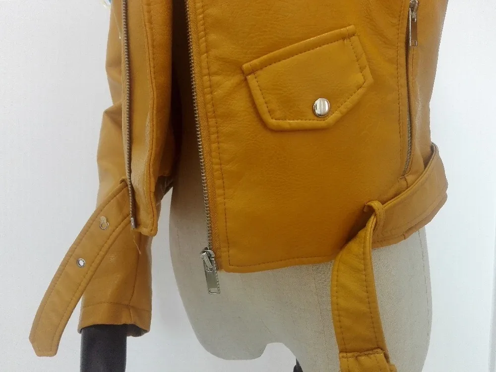 Yaxez 2019, модная мотоциклетная кожаная куртка на весну и осень, желтая, Синяя Женская кожаная тонкая короткая куртка из искусственной кожи