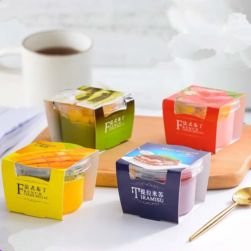 

50pcs High quality 150ml creative Tiramisu baking package cups transparent pudding yogurt jelly dessert plastic cup with lid