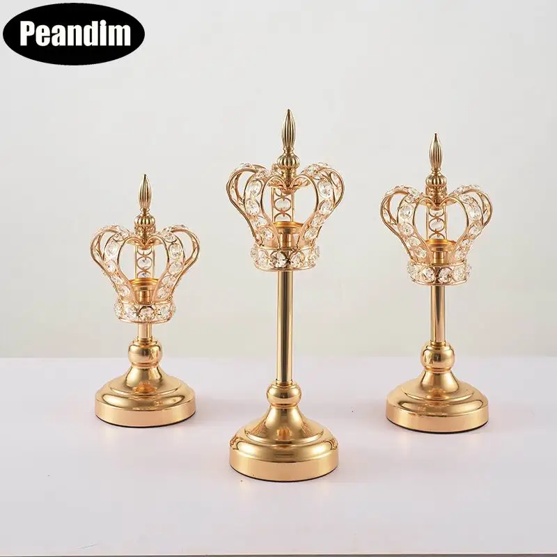 PEANDIM Хрустальный подсвечник Золотая Корона форма подставка Свадебный канделябр