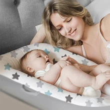 Детская спальная кровать со съемным защитным подушком для новорожденных, хлопковая детская кроватка, люлька для детской кроватки