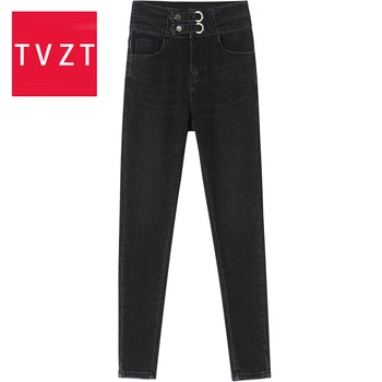 

TVZT Chic High Waist Skinny Jeans Woman 2020 New Fashion High Elastic Jean Pencil Ankle-length Pants Stretch Waist Women Jeans