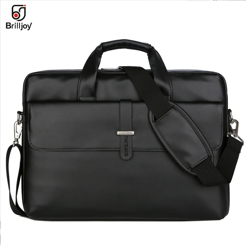 Black 13inch Brilljoy женские Сумки из искусственной кожи, сумка для ноутбука, чехол для ноутбука, мужской портфель для Macbook Air 13 14 15,6 дюймов, сумка через плечо - Цвет: Black 13inch