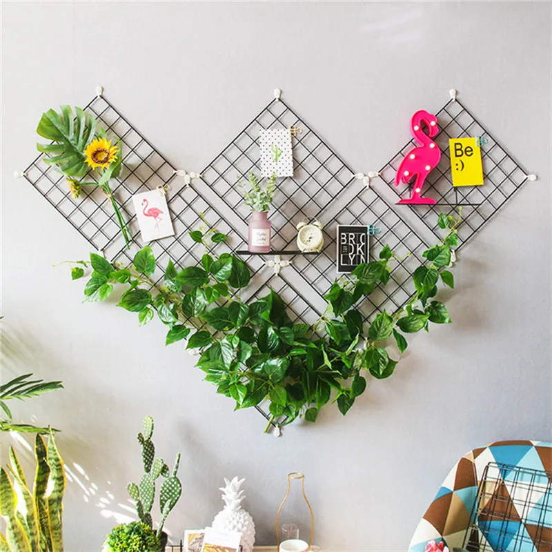 

Wall-mounted Iron Storage Shelf Multifunction Frame Hanging Rack Mesh Wire Vase Toy Display Organizer Home Decoration Holders